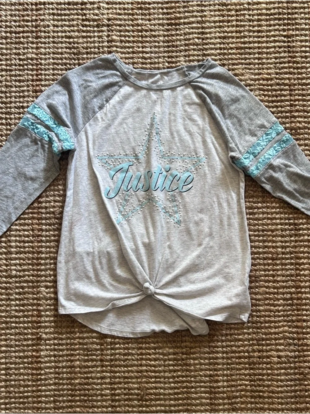Justice  Girls Bright Pink Hooded Pullover & Gray Graphic Long Sleeve Top 18/20